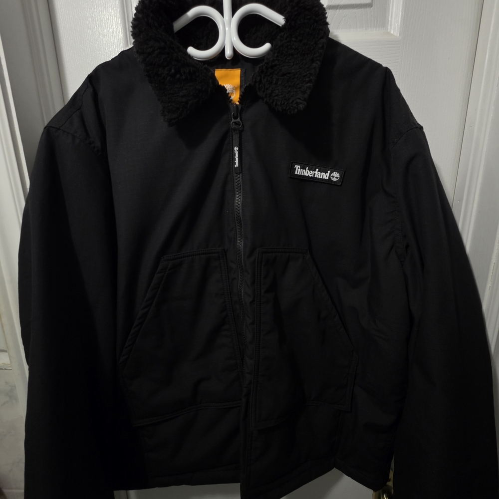Timberland Black Jacket with Sherpa Collar